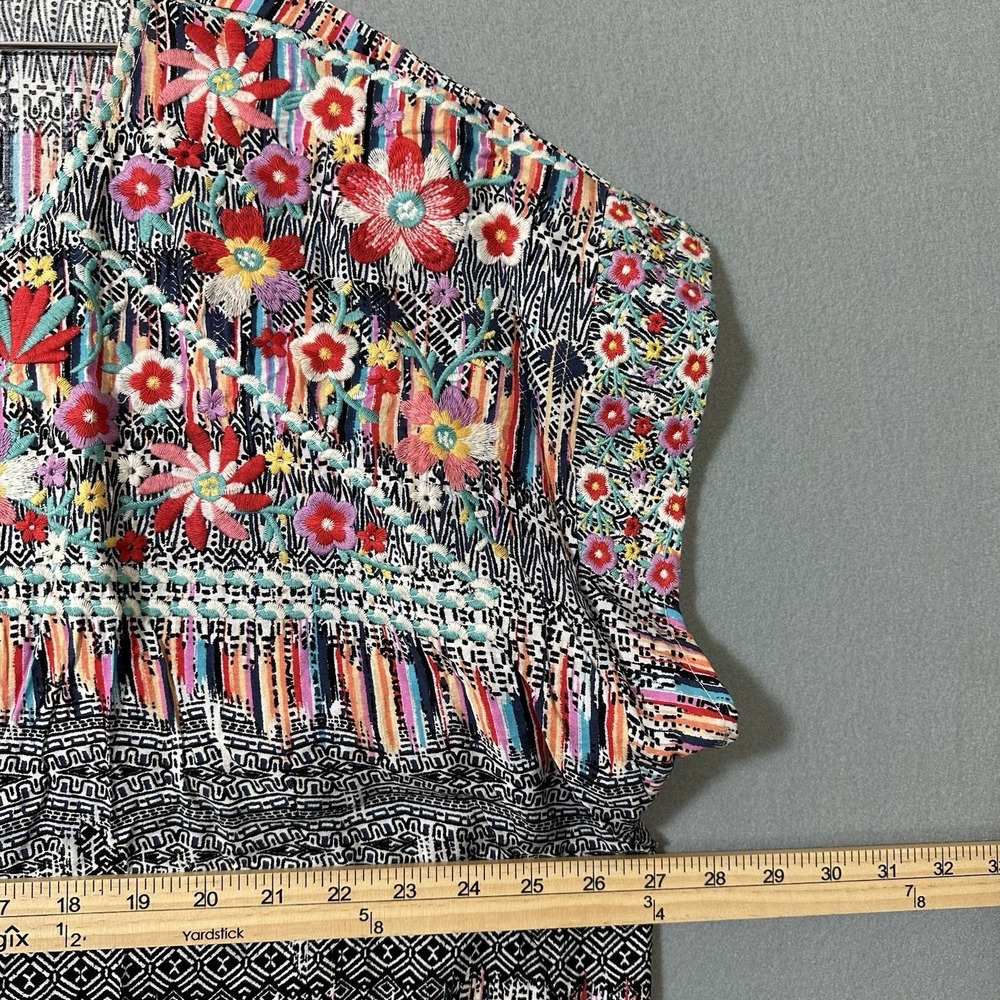 Savanna Jane Floral Embroidered Popover Top Black Artsy Boho Womens's 3X NWOT - Picture 3 of 11